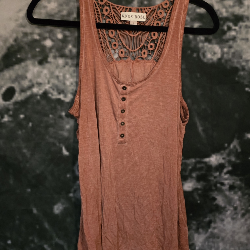 Knox Rose Women's Tank Top with Crochet Detail - Pink